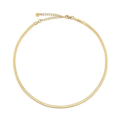 Abbildung von GD GOOD.designs Schlangenkette Gold für Damen flache Goldkette ohne Anhänger I Goldene Edelstahl Choker 3mm breit Wasserfest