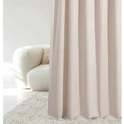 Abbildung von ROOM99 Vorhang mit Silberen Ösen Aura 140 x 230 cm Breite Höhe Verdunkelung Schiebegardinen Deko Modern Curtain Gardine Wohnzimmer Schlafzimmer Hellbeige, 1 Stück