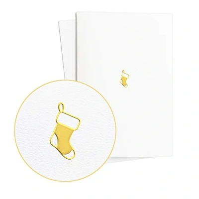 Abbildung von Diese Klappkarten Weihnachtskarten Set 2 Stück I Weihnachten und NikolausWeihnachtskarte Hochwertig mit Nikolaussocke in Goldfolienprägung auf Strukturiertem Papier, Neutral Umschlag, E44
