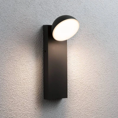 Abbildung von Paulmann LED Außen Wandleuchte »Puka IP44 rund 110x125mm 3000K 8,5W 460lm 230V Anthrazit Aluminium«, 1 flammig, seewasserresistent