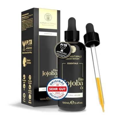 Abbildung von Jojobaöl bio 100ml 100% Rein, Natürlich &amp; kaltgepresst für Haare, Kopfhaut, Wimpern, Augenbrauen, Bart Nägel Vegan höchste Reinheit Jojoba oil