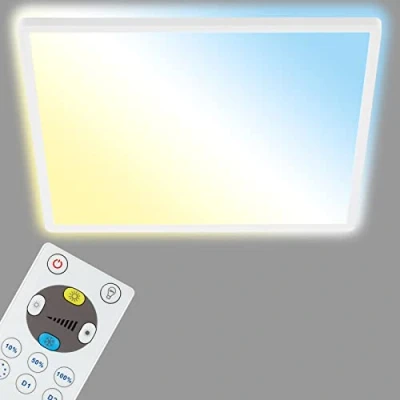 Abbildung von BRILONER Leuchten LED Panel, Deckenleuchte dimmbar, Deckenlampe mit Backlight, inkl. Fernbedienung, 22 Watt, 3000 Lumen, Weiß, 420x420x29mm (LxBxH)