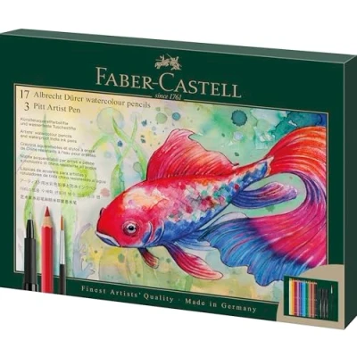 Abbildung von FABER CASTELL 217552 Geschenkset Albrecht Dürer &amp; Pitt Artist Pen, 21 teilig, Künstlerbedarf für Einsteiger und Profis
