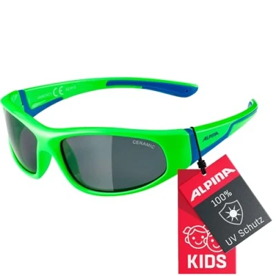 Abbildung von ALPINA FLEXXY KIDS Flexible und Bruchsichere Sonnenbrille Mit 100% UV Schutz Für Kinder, neon green blue, One Size