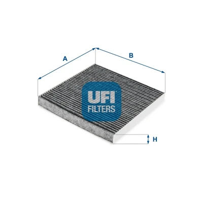 Abbildung von UFI 54.288.00 Innenraumfilter Aktivkohlefilter 215 213 25 RENAULT: Twingo 3, SMART: Fortwo III Coupe, Convertible, Forfour II Hatchback
