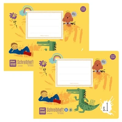 Abbildung von Formati Schreibheft S.1 E5 quer 20 Blatt liniert, 2 Stück, aufbauende Lineatur für Schreibanfänger:innen, aus 100% Recyclingpapier
