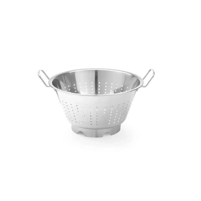 Abbildung von HENDI Seiher Edelstahl ø 36,5 x 18,5 cm mit Standfuß 2x genietete Griffe, Gastro Sieb