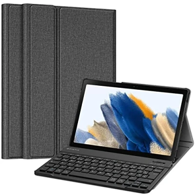 Abbildung von Fintie Tastatur Hülle für Samsung Galaxy Tab A8 10.5 Zoll 2022/2021 SM X200/X205/X207 Keyboard Cover mit Magnetisch Abnehmbarer Deutsches Layout Tastatur, Dunkelgrau