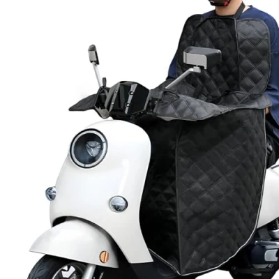 Abbildung von Favoto Beinschutz Motorroller Sonnenschutz Sommer Roller Decke Regenschutz mit Reflektionsstreifen Universal Polyester Beindecke für Zweirad Pedalbetriebene Fahrzeuge Schwarz