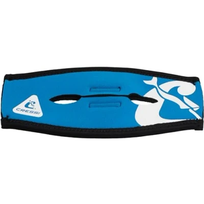 Abbildung von CRESSI Unisex Adult Pony Tail Neo Mask Strap Cover Neoprenriemenüberzug für Tauchmasken, Blau/Weiß, Einheitsgröße