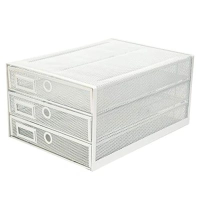 Abbildung von EXERZ Papier Sortierer mit 3 Schubladen/A4 Dokumente/Schubladenbox Drahtgeflecht Büroablage/Aufbewahrung Ordner/Schnellhefter/Organisator/Schreibtisch (Weiß)