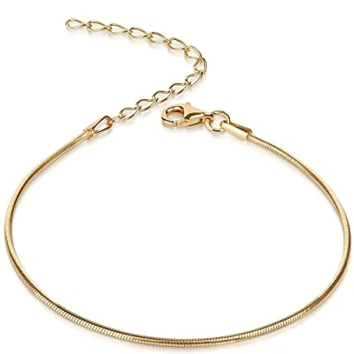 Abbildung von MATERIA Damen Armband Schlangenkette 925 Silber vergoldet 1mm 17 22cm variabel #SA 62