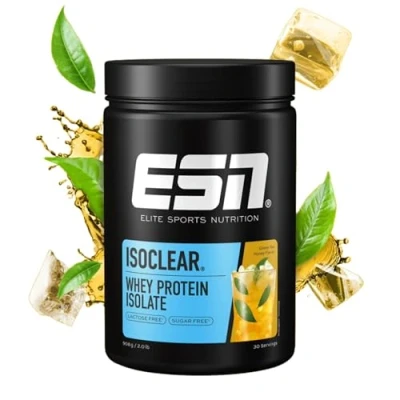 Abbildung von ESN ISOCLEAR Whey Isolate Protein Pulver, Green Tea Honey, 908 g, Proteinlimo mit fruchtig leckerem Geschmack, clear Whey, geprüfte Qualität made in Germany