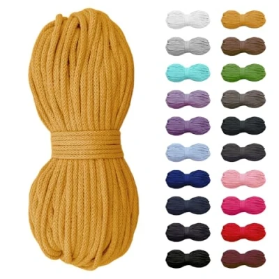 Abbildung von 5m Baumwollkordel 5mm, Kordel, Schnur, Turnbeutel, 21 Farben (Gelb)