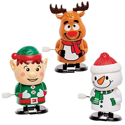 Abbildung von Baker Ross FX413 Aufzieh Weihnachtsfiguren 3er Pack, Kleine Adventskalender Geschenke für Kinder, Aufziehspielzeug, Nikolausgeschenke Kinder