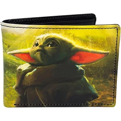 Abbildung von Concept One Star Wars Grogu Wallet, The Mandalorian Slim Bifold Wallet with Decorative Tin Case, Green, Grün, Case