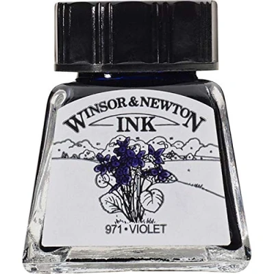 Abbildung von Winsor &amp; Newton 1005688 Drawing Inks Zeichentusche für Kalligraphen, Illustratoren, Grafikern, Künstler wasserbeständige Farben, herrvorragender Transparenz, 14ml Flasche Violett