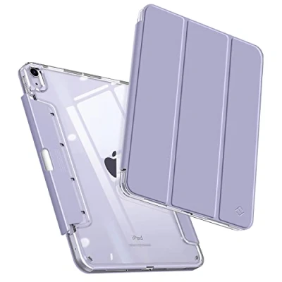 Abbildung von Fintie Hülle für iPad Air 11 Zoll M2 (2024), 5. Generation (2022) / 4. Gen 10,9 Zoll, kristallklare Rückseite mit diskretem, einziehbarem Stifthalter, Pastellviolett