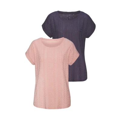 Abbildung von Vivance 2 PACK Tshirt print, Damen, Größe: 44/46, Peach navy