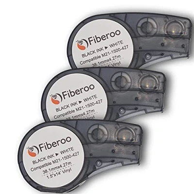 Abbildung von Nachfüllpack kompatibel M21 1500 427 für BMP21 PLUS &amp; LAB nicht geeignet M210 M211 Klebeband, Vinyl, bedruckbar, schwarze Schrift auf weißem Glasfaser, Netzwerkkabel: 3 Stück