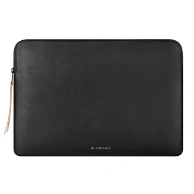 Abbildung von Comfyable Laptophülle Kompatibel für 13 Zoll MacBook Pro/MacBook Air M3 M2 M1 &amp; Pro 14 in M4 2023, PU Leder Laptoptasche wasserdichte Schutzhülle Mac, Schwarz