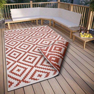 Abbildung von my home Teppich »Ronda Wendeteppich« rechteckig 5 mm Höhe Sisal Optik, Flachgewebe, In und Outdoor, geometrisches Boho Design