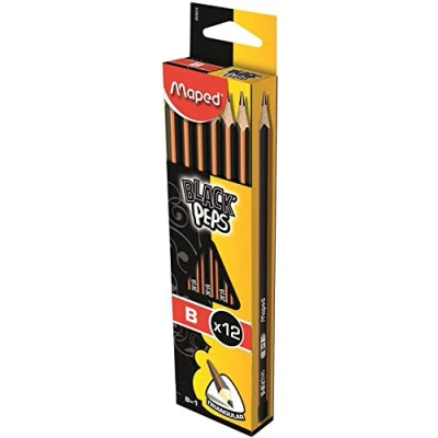 Abbildung von Maped M850024 Bleistifte Black&#039;Peps, B, 12 Stück, schwarz/orange