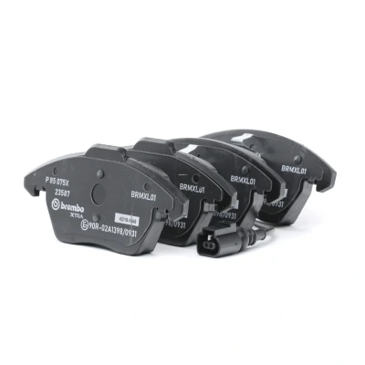 Abbildung von BREMBO P 85 075X Bremsbelagsatz inkl. Verschleißwarnkontakt ohne Zubehör AUDI: A3 Sportback, A1 Hatchback, SKODA: Octavia 2 Combi