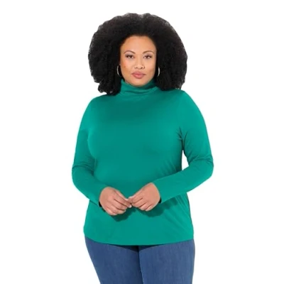 Abbildung von Ulla Popken Rollkragen SLIM FIT Unterhemd/shirt, Damen, Größe: 50/52, Emerald green