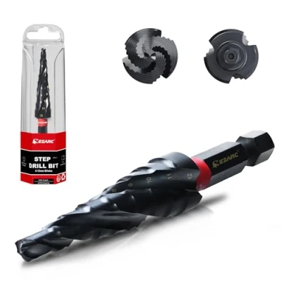 Abbildung von EZARC Stufenbohrer Ø4 12mm HSS Kobalt Pro TiAIN Profi Kegelbohrer Schälbohrer für Metall, Edelstahl, Aluminium, Holz, Kunststoff, 9 Stufen Konusbohrer