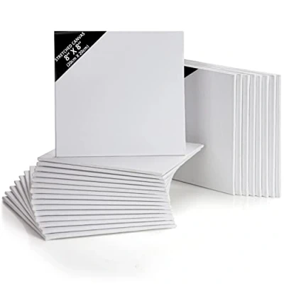 Abbildung von Kurtzy 24er Pack Leinwand zum Bemalen 20 x cm Quadratische, Vorgespannte Keilrahmen Geeignet für Acryl und Ölmalerei Sowie Skizzieren Zeichnen Groß