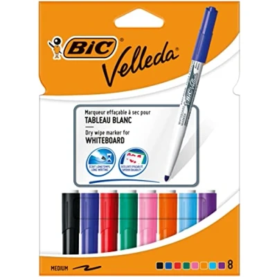 Abbildung von Bic 1199001748 Whiteboard Marker Velleda 1741, Rundspitze, 8er Etui