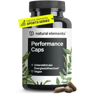 Abbildung von Performance Caps 120 Koffein Kapseln mit Grüntee, Guarana &amp; grüner Kaffeebohne B Vitaminen vegan, hochdosiert, ohne unnötige Zusätze in Deutschland produziert laborgeprüft