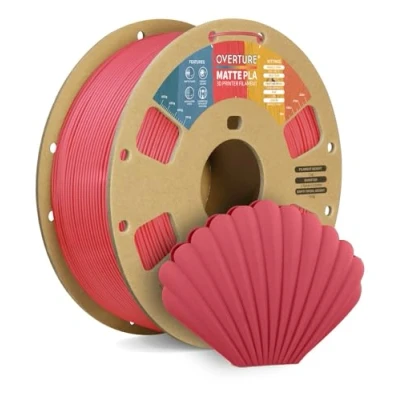 Abbildung von OVERTURE Matte PLA Filament Aufgerüstet 1.75 mm, 1 kg (2,2 lbs) Spule, Maßgenauigkeit +/ 0.03mm für 3D Drucker (Rot)