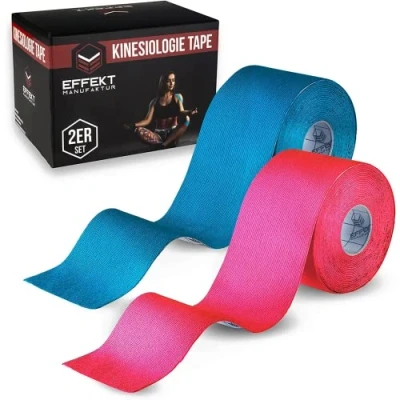 Abbildung von Effekt Manufaktur Kinesiotape 2 Rollen 5m x 5cm Kinesiologie Tape in blau und pink Wasserfestes &amp; Elastisches Kinesio zum Sport Ungeschnittenes Muskeltape Uncut Physio