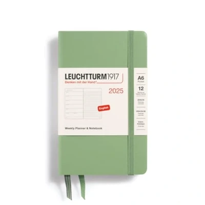 Abbildung von LEUCHTTURM1917 370648 Wochenkalender &amp; Notizbuch 2025, Pocket A6 Hardcover 12 Monats Planer, liniert Salbei, Englisch