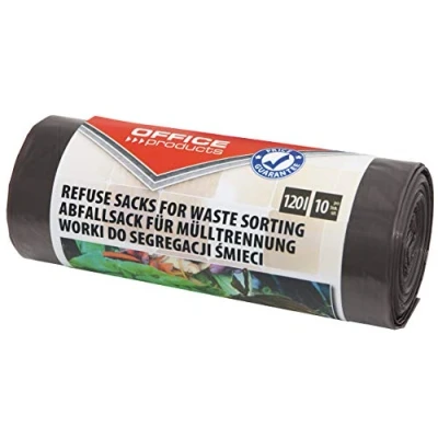 Abbildung von OFFICER Products 22025232 18 Müllbeutel 120 l Stark 10 Stück/1 Rollen Müllsack Mülltüte Abfallsäcke für Den Hausmüll Zur Trennung von Bioabfällen Reissfest (LDPE) Farbe: Braun