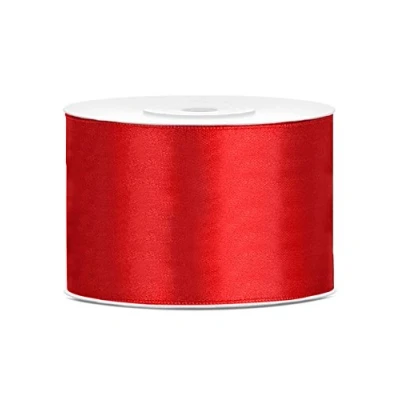 Abbildung von PartyDeco Satinband rot 50mm 25m Geburtstag Weihnachten Valentinstag Hochzeit Party Familientreffen Textilmaterial