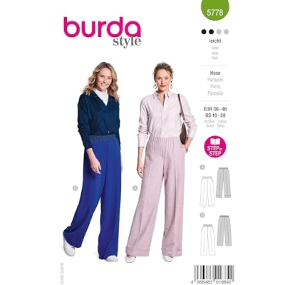 Abbildung von burda style Schnittmuster 5778 Damen Hose mit weitem Bein Gr. 36 46