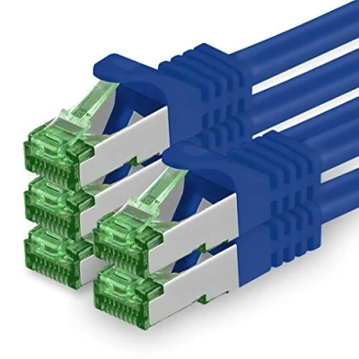 Abbildung von 1aTTack.de 1 M Cat.7 Netzwerk Kabel 5 Stück Cat7 Patch Lan Ethernet RJ45 10 Gbit/s (Alle Internetgeschwindigkeiten) Blau Meter