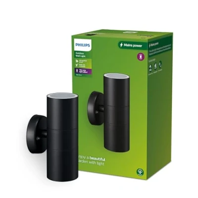 Abbildung von Philips Outdoor Kylis Wandleuchte up/down, 2x max. 25W, exkl. Leuchtmittel, IP44 wetterfest, schwarz