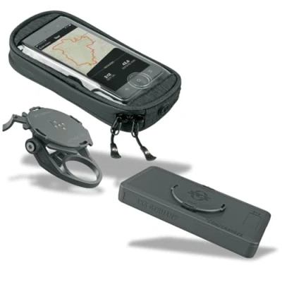 Abbildung von SKS GERMANY COMPIT+/POWER &amp; COM/SMARTBAG Handyhalterung mit 10.000 mAh Powerbank und wasserabweisender Smartphonetasche zur Montage am Lenker (induktive Ladefunktion, Lenkerklemmung 22,2 35 mm)