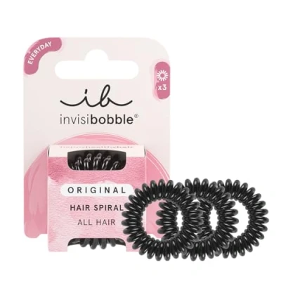 Abbildung von invisibobble Original Haargummi True Black I 3x Spirale Haargummis schwarz für Mädchen, Damen &amp; Herren starker Halt haarschonend das Original, designed im Herzen Münchens, 1 stück (3er Pack)