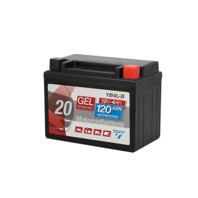 Abbildung von CARTEC Motorradbatterie YB4L B, 4Ah 56A, Gel Technologie Motorrad Starter Batterie, Erstausrüsterqualität, zyklenfest, lagerfähig, wartungsfrei, schwarz