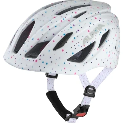 Abbildung von ALPINA PICO Flash Beleuchteter, Leichter &amp; Bruchfester Fahrradhelm Mit Fliegennetz Für Kinder, White Polka dots Gloss, 50 55 cm
