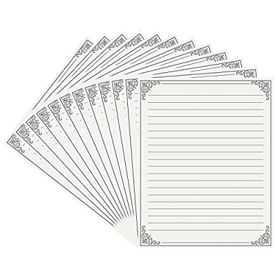 Abbildung von Belle Vous Vintage Briefpapier Liniert (48er Pack) 28 x 21,5cm Schreibwaren Set Creme Papier zum Schreiben von Briefen, Einladungen, Gedichten, Basteln und Mehr