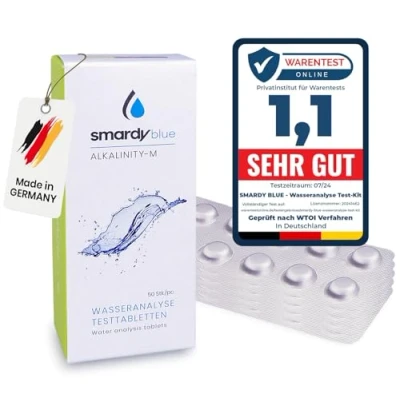 Abbildung von smardy 50 Photometer Testtabletten Alkalinity M zur Analyse der Alkalität (Säurekapazität) für Elektronische Wassertester