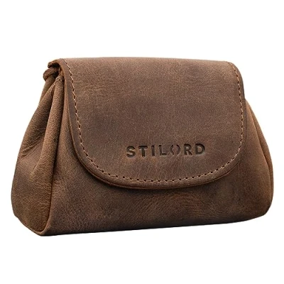 Abbildung von STILORD &#039;Bronn&#039; Lederbeutel Kleingeld Vintage Kleingeldbörse für Münzen und Scheine Retro Münzbeutel Klein Hochwertiges Säckchen aus Echtleder