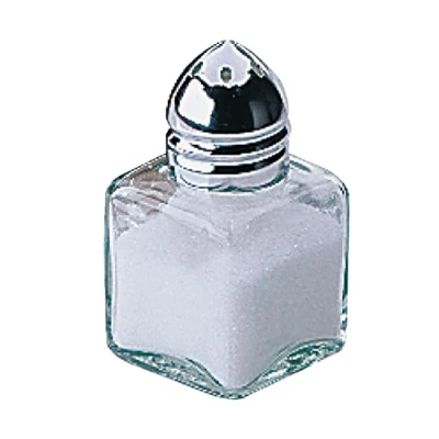 Abbildung von Olympia Mini Salz und Pfefferstreuer Set, 1/2 oz (12 Stück), transparent, Glas mit Chromdeckel, kleine Größe: 50 (H) x 30 (B) (T) mm, für den Zimmerservice, CE328