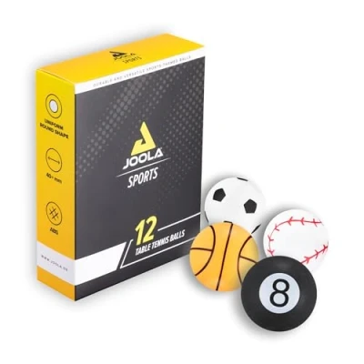 Abbildung von JOOLA Tischtennisbälle Sports Set im Sportdesign 40 MM 3 Stern Trainingsqualität Gleichmäßiger Ballabsprung, Bunt,